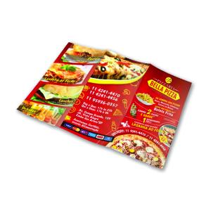 Folder - 200x100mm em Couché Brilho 115g - 4x4 - 2 Dobras Couché 115g/m2 200x100mm (fechado)  Sem Enobrecimento Corte Reto 
